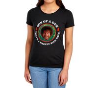 popfunk Bob Ross Son of A Gun Womens T Shirt, Black, L