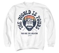 popfunk Bob Ross The World Is Yours Unisex Sweatshirt, White, Large
