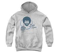 popfunk Bob Ross Tv'S Favourite Painter Youth Kids Boy Girls Pull-Over Hoodie, Athletic Heather, 7-8Y