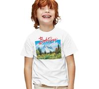 popfunk Bob Ross Valley Signature Kids T Shirt, White, 7-8Y