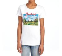 popfunk Bob Ross Valley Signature Womens T Shirt, White, XL
