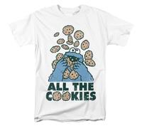 popfunk Sesame Street All The Cookies Unisex T Shirt, White