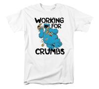 popfunk Sesame Street Cookie Monster Working for Crumbs Unisex T Shirt, White