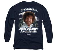 popfunk Unisex Bob Ross Happy Clouds Unisex Long Sleeve T Shirt, Navy Sweatshirt (Pack of 1)