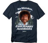 popfunk Unisex Bob Ross Happy Clouds Unisex T Shirt, Navy T-Shirt (Pack of 1)