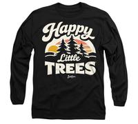 popfunk Unisex Bob Ross Happy Little Trees Unisex Long Sleeve T Shirt, Black Sweatshirt (Pack of 1)
