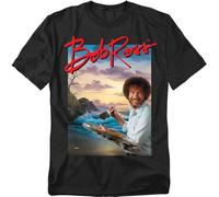 popfunk Unisex Bob Ross Ocean Painter Unisex T Shirt, Black T-Shirt (Pack of 1)