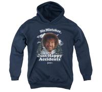 popfunk Unisex Kids Bob Ross Happy Clouds Youth Kids Boy Girls Pull-over Hoodie, Navy Hooded Sweatshirt (pack of 1)
