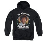 popfunk Unisex Kids Bob Ross Happy Retro Youth Kids Boy Girls Pull-over Hoodie, Black Hooded Sweatshirt (pack of 1)