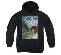 popfunk Unisex Kids Bob Ross Mountain Painter Youth Kids Boy Girls Pull-over Hoodie, Black Hooded Sweatshirt (pack of 1)