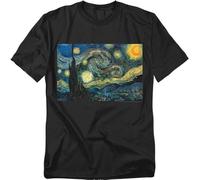 Popfunk Vincent Van Gogh The Starry Night Unisex Adult T Shirt, Black, Small