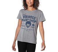 popfunk Women's Bob Ross Paint Shop Ladies T Shirt, Athletic Heather T-Shirt (Pack of 1)