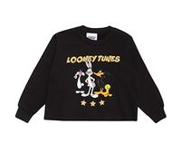 Popgear Looney Tunes Group Stars Cropped Sweatshirt, Girls, 3-13 Years, Black, Official Merchandise