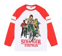 Stranger Things Mike, Dustin And Lucas Long Sleeve Raglan, Adults, S-5XL, White/Red, Official Merchandise