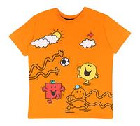 Popgear Mr Men & Little Miss Mr Happy Mr Strong Mr Tickle Football Boys T-Shirt Orange 2-3 Years | Gift Idea for Boys, Classic Book