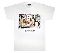 Friends When Coffee is Life Boyfriend Fit T-Shirt, Womens, S-XXL, White, Official Merchandise