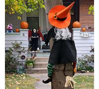 POPGIFTU 135cm Halloween Crashing Witch Decoration - Funny Flying Witch Hanging Prop for Tree, Garden, Porch & Outdoor Halloween Décor
