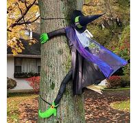 POPGIFTU 163cm Large Crashing Witch into Tree Halloween Outdoor Decoration - Funny Flying Witch Hanging Prop for Porch, Garden & Lawn