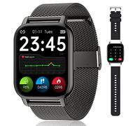 Popglory Smart Watch for Women Men Answer/Make Calls, 1.85" Smartwatch 44mm 2 Straps & Split Screen, 100+ Sports Fitness Watch with Blood Pressure/Oxygen/Heart Rate Monitor for iOS and Android