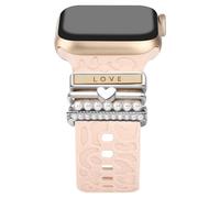 POPIGROUND Metal Watch Band Charms 5 pcs Decorative Rings Loops Compatible with Apple Watch Bands Jewelry Sliding Accessories Charm for iWatch Series 10 9 8 7 6 5 4 3 2 1 (Love-Silver)