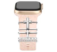 POPIGROUND Metal Watch Band Charms 5 pcs Decorative Rings Loops Compatible with Apple Watch Bands Jewelry Sliding Accessories Charm for iWatch Series 10 9 8 7 6 5 4 3 2 1 (Cross-Silver)