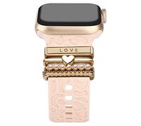 POPIGROUND Watch Band Charms Decorative Rings Loops Compatible with Apple Watch 38/40/41mm 42/44/45mm Slide Metal Watch bands Accessories Charm for iWatch Series 8 7 6 5 4 3 2 1 (Love-Gold)