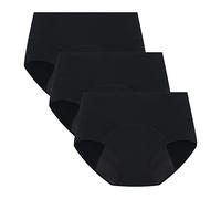 POPKOK Period Underwear for Women High Waisted Postpartum Menstrual Pantie Leakproof Cotton Briefs Plus Size 3 Pack(3XL, Black)