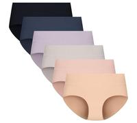 POPKOK Teen Girls Cotton Underwear Mid Waist Brief Panties 6 pack(12-14 Years, Black/Navy/Silver grey/Dusty Pink/Purple/Pink)