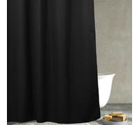 Popkozzi Black Waffle Weave Shower Curtain: Heavy Duty Textured Fabric Shower Curtain for Bathroom - Water Repellent Washable Thick Polyester Cloth Bath Curtain - 183 x 200 cm Drop