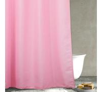 Popkozzi Pink Long Fabric Shower Curtain: 78 Inch Waffle Weave Heavy Duty Shower Curtains for Girls Bathroom - Water Repellent Washable Thick Polyester Cloth Bath Curtain - 183 x 200 cm Drop
