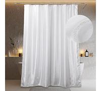 Popkozzi Silver white Shower Curtain: Glitter Sparkle Bling Shiny Metallic Shimmer Shower Curtain for Bathroom - Anti Mould Water Repellent Washable Shower Curtain for Wet Room - 183 x 200cm Drop