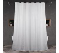 Popkozzi White and Pearl Circle Shower Curtain - Modern Minimalist Style With 12 Plastic Hooks, Water Repellent Washable Set - 180 x 180 cm