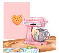 PopLife Baking Standmixer 3D Pop Up Card - Birthday Card for Mom, Mother's Day, Weddings, Valentines - Gift for Bakers, Pastry Chefs, Kitchen Lovers, Grandmother, Wife, Friend