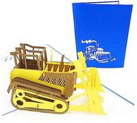 PopLife® Bulldozer 3D Pop Up Greeting Card for All Occasions - Machinery Buffs, Construction Tools, Party Favor - Folds Flat, Perfect for Mailing - Birthday, Graduation, Retirement, Father’s Day