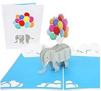PopLife® Elephant and Balloons 3D Mothers Day Pop Up Card - Pop Up Happy Birthday Card, Baby Shower, Get Well - Folds Flat for Mailing - for Mother, for Daughter, for Son, for Wife, Granddaughter