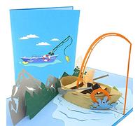 PopLife Fishing Trip 3D Pop Up Greeting Card - Handmade Boat Card for Father’s Day, Birthday, Retirement, Anniversary - Fisherman Gifts for Men, Dad, Grandpa, Husband, Son, Brother - Includes Envelope