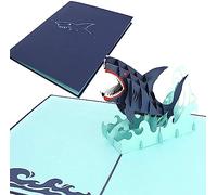 PopLife® Great White Shark 3D Fathers Day Pop Up Card - Ocean Birthday Pop Up Father's Day Card, Congratulations, Get Well - Fold Flat for Mailing - for Friend, for Daughter, for Husband, for Son