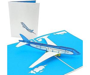 PopLife Jet Airplane 3D Pop Up Card - Handmade Greeting Card for Birthday, Retirement, Graduation, Father's Day, Anniversary - Aviation Gift for Pilots, Enthusiasts, Travelers - Detailed Laser Cut