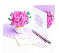 PopLife® Pink Roses Pop Up Mother's Day Card - 3D Happy Anniversary, Bouquet Pop Up, Valentine's Day Card, Happy Birthday, Engagement - for Mom, for Daughter, for Wife, for Sister