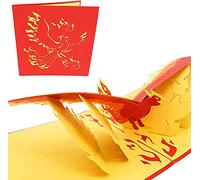 PopLife® Rising Phoenix 3D Pop Up Card for All Occasions - Fathers Day Pop Up Anniversary Card, Get Well, Happy Birthday, Retirement - Mythical Animal, New Beginning, Start Fresh, Magical Creature