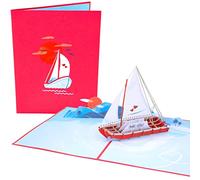 PopLife® Sailboat 3D Pop Up Card - Romantic Valentine’s Day & Anniversary Greeting Card - Love Boat on Ocean Sunset - Pop-Up Card for Girlfriend, Boyfriend, Husband, Wife