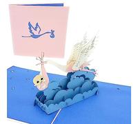 PopLife® Stork and Baby 3D Pop Up Greeting Card for All Occasions - Gender Neutral, Newly Expecting, Babies Gifts - Folds Flat, Perfect for Mailing - Baby Shower, Happy Birthday, Newborn Announcement