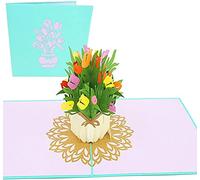 PopLife® Tulip Bouquet 3D Pop Up Mother’s Day Card - Happy Anniversary, Thank You, Congratulations, Easter Flowers - for Mom, Daughter, Wife, Grandma, Sister, Aunt,Teacher