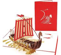 PopLife Warrior Viking Ship 3D Pop Up Card - Happy Birthday, Father’s Day, Anniversary, Retirement - Handmade Norse Greeting Card for Men, Dad, Husband, Coworker - Gift for Boaters, Ocean Lovers