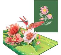 PopLife Wildflower Meadow & Hummingbird 3D Pop Up Card - Greeting Card for Bird Lovers, Anniversary, Birthday, Valentines, Get Well - Gift for Mom, Wife, Grandma, Sister, Daughter, Her, Mother-In-Law