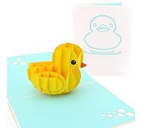 PopLife® Yellow Rubber Ducky Pop Up Card, 3D Card for All Occasions - Duck Baby Cards