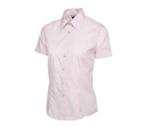 Uneek UC712 Ladies Poplin Short Sleeve Shirt Pink 5XL Colour: Pink, Si 5XL