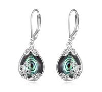 POPLYKE Abalone Shell Filigree Teardrop Drop Dangle Earrings Sterling Silver Leverback Earrings Jewelry for Women