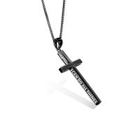 POPLYKE Black Cross Necklace for Women Men 925 Sterling Silver Philippians 4:13 I Can Do All The Things Inspirational Jewellery Gifts for Men 20+2''