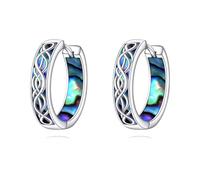 POPLYKE Celtic Earrings for Women 925 Sterling Silver Viking Mens Earring Hoops Abalone Shell Celtic Huggie Jewellery for Women Men